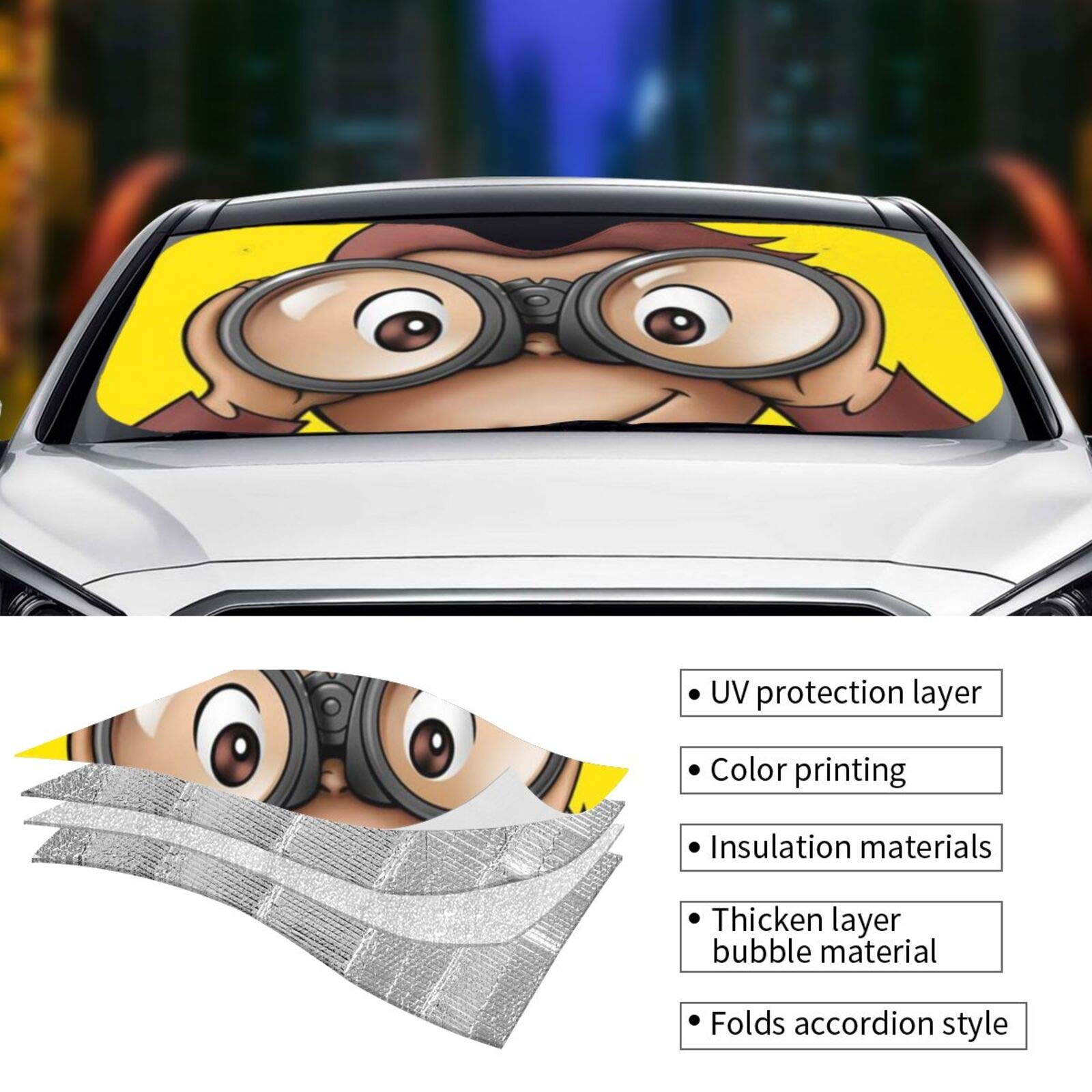 Amazon | 車用サンシェード おさるのジョージ フロントサンシェード